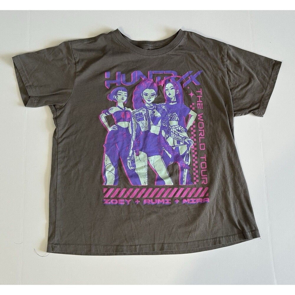 Netflix K-Pop Demon Hunters HUNTRIX World Tour Graphic T-Shirt Juniors Size L